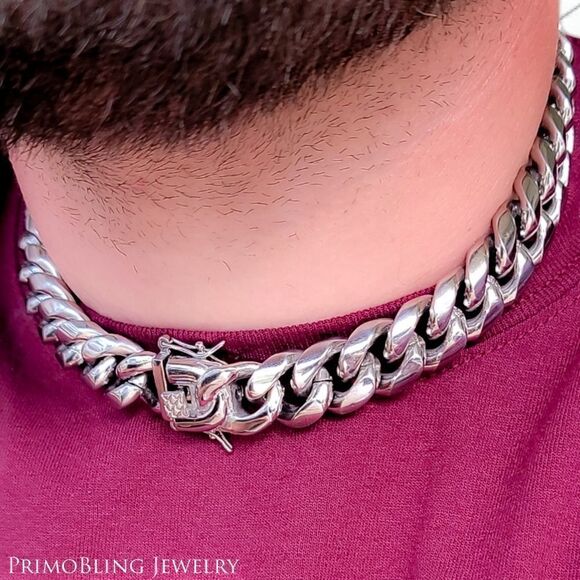 18mm Stainless Steel Cuban Link Necklace - Picture 2 of 3